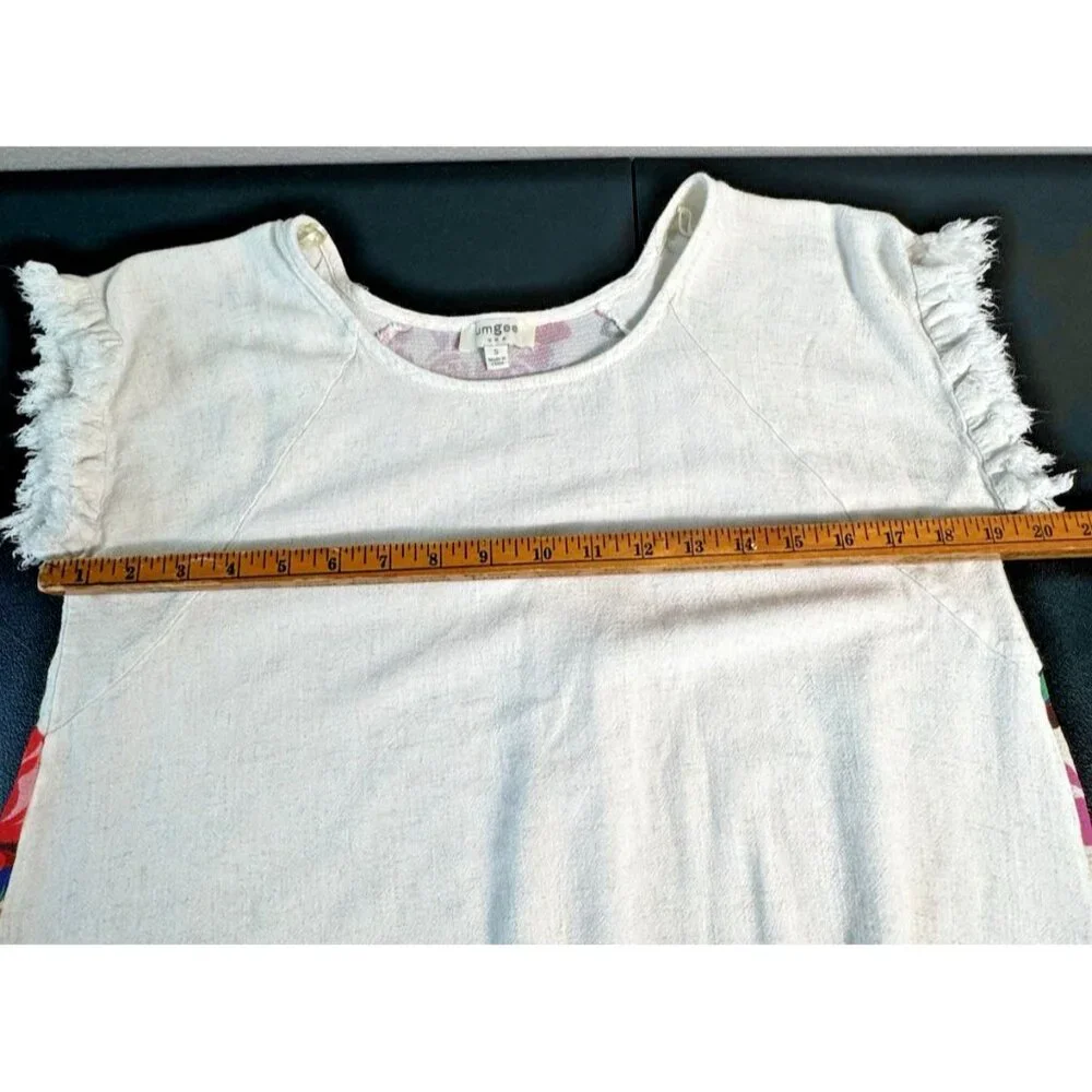 Umgee USA Womens Size S Linen Cotton Blend Floral Print Fringe Tunic Top - Picture 3 of 8